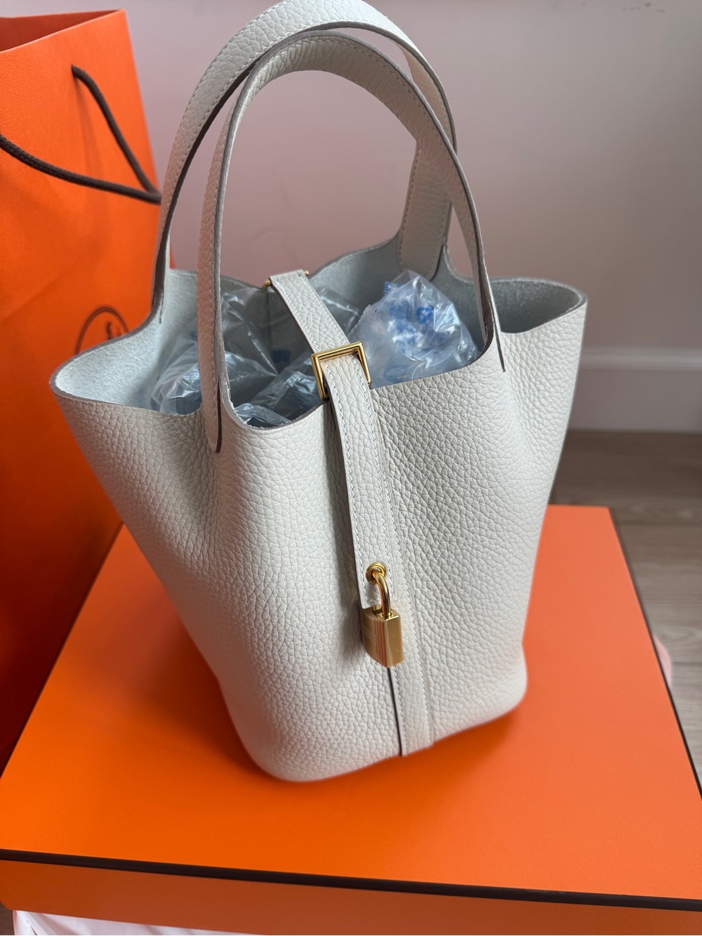 Hermes Picotin 18 Craie Clement Gold Hardware Bag Brand New